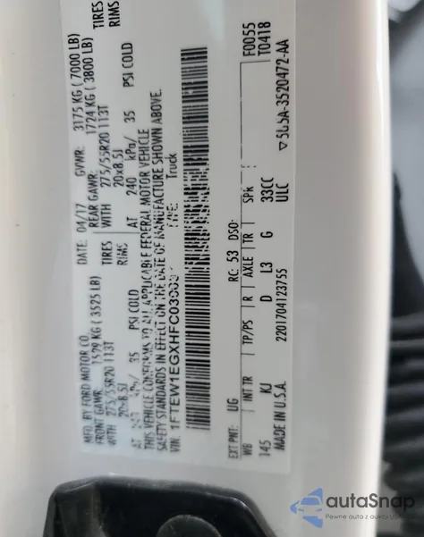 2017 Ford F150 Supercrew from USA, damaged, VIN 1FTEW1EGXHFC03003